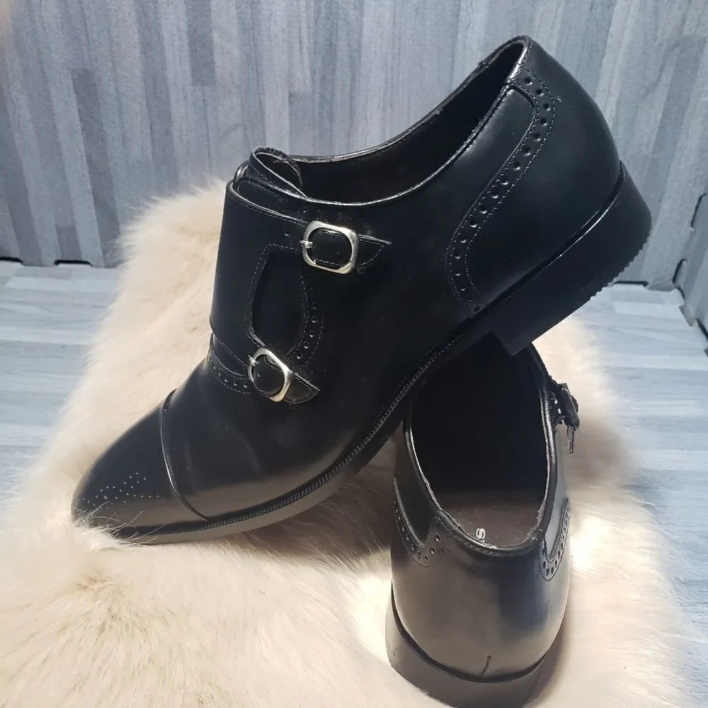 Madras Men's Cap Toe Double-buckle Monk shoes